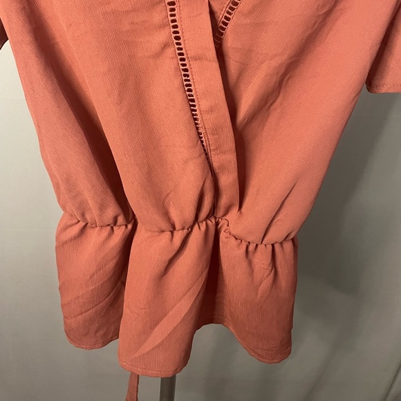 Sienna Sky, Floral Wrap, Flutter-Sleeve Top, Size M Terracotta, (Women) - Picture 3 of 8